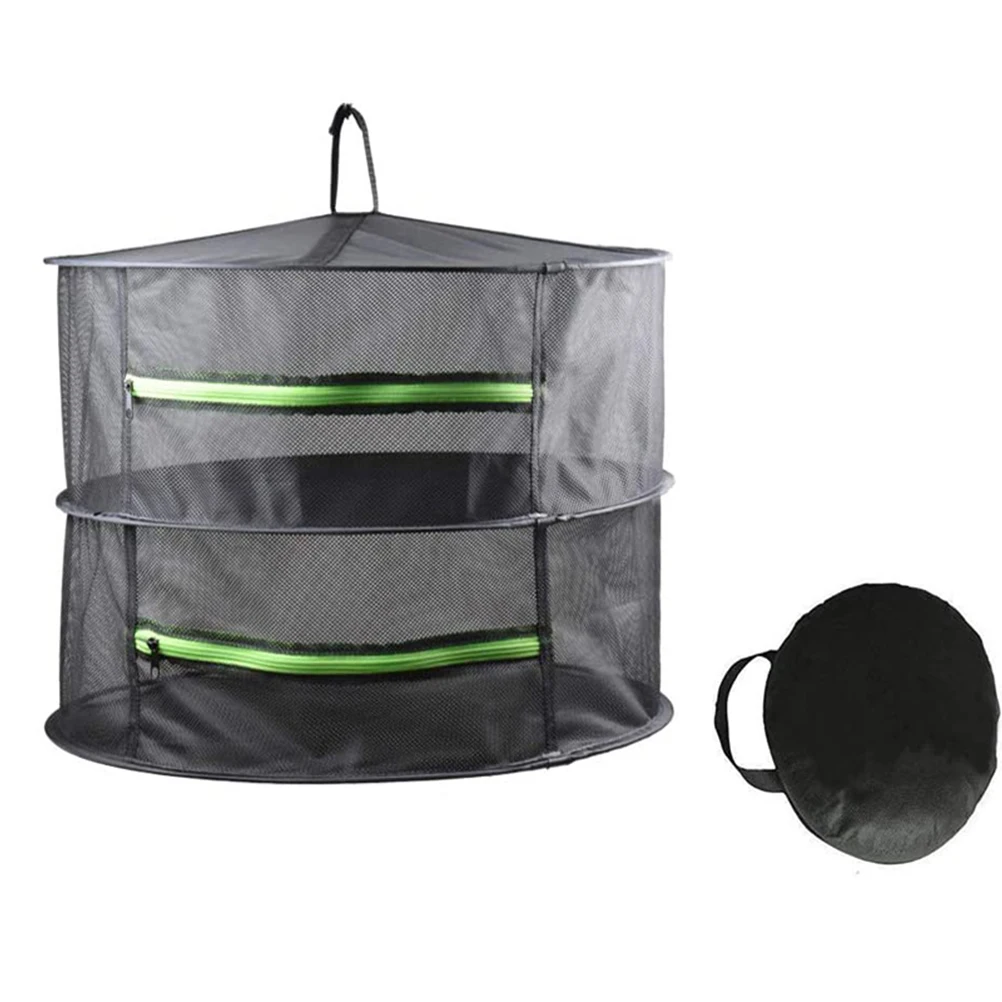 

1 pc 4-Layer Folding Round Drying Net Vegetable Fruit Fish Clothes Dryer Storage Bag Zipper Black High Elasticity Mesh Space