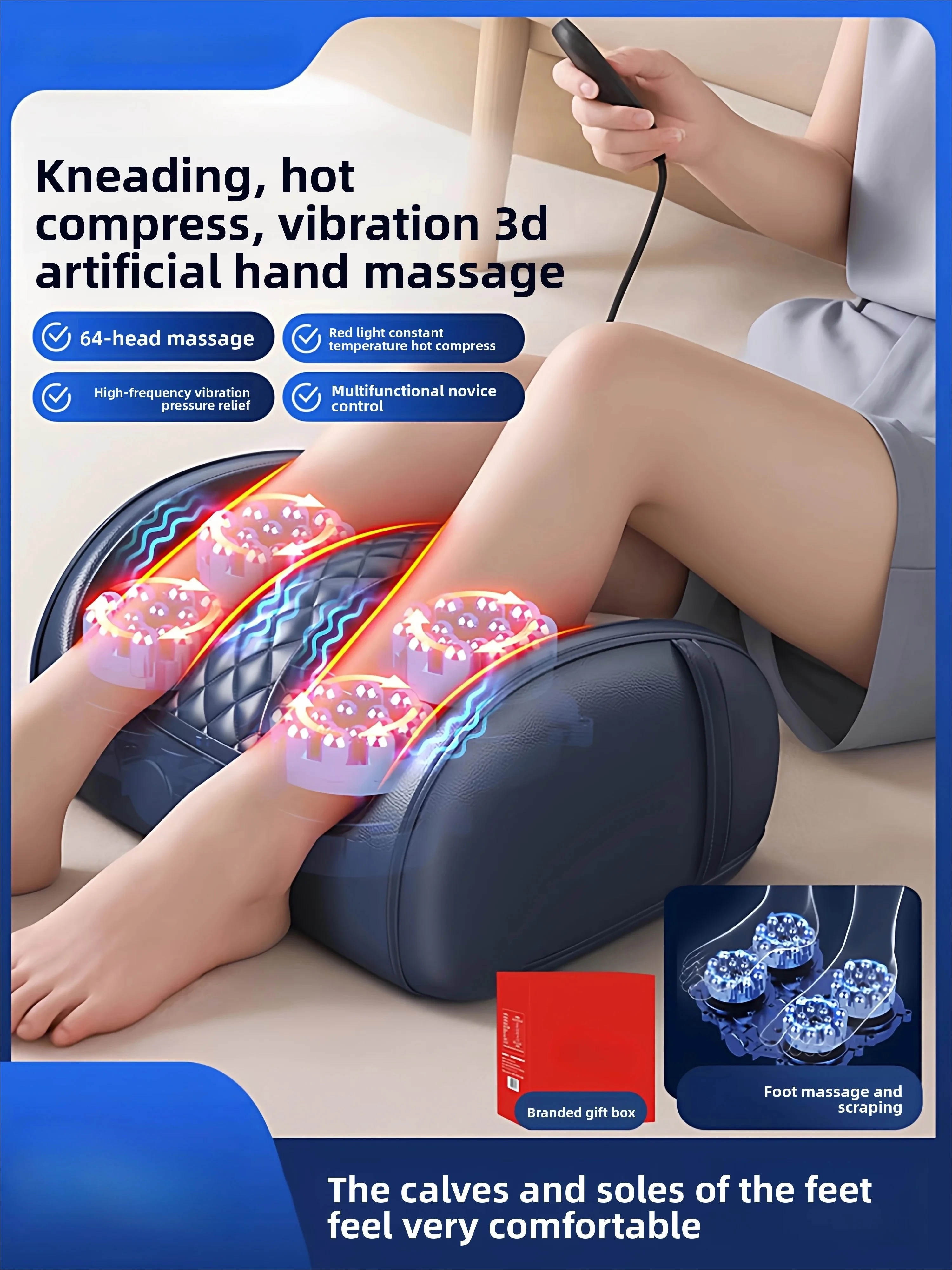 

4-Roller Foot Massager with Heat Shiatsu Heated Electric Kneading Machine Feet Massage for Gifts for Man Woman Her Birthday