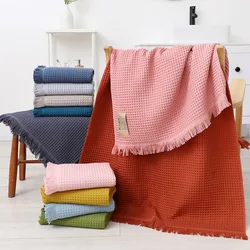 Absorbent Bath Towel for Adults, 100% Cotton, Simple Waffle, Bathroom Absorbent Gauze, Oversized Beach Towel Shawl 90*180 cm