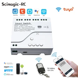 4CH RF Smart Switch AC85-250V DC7-32V WIFI Tuya Fernbedienung 433 Licht Schalter 10A Rele Relais Selbst-Locking Interlock Tipp