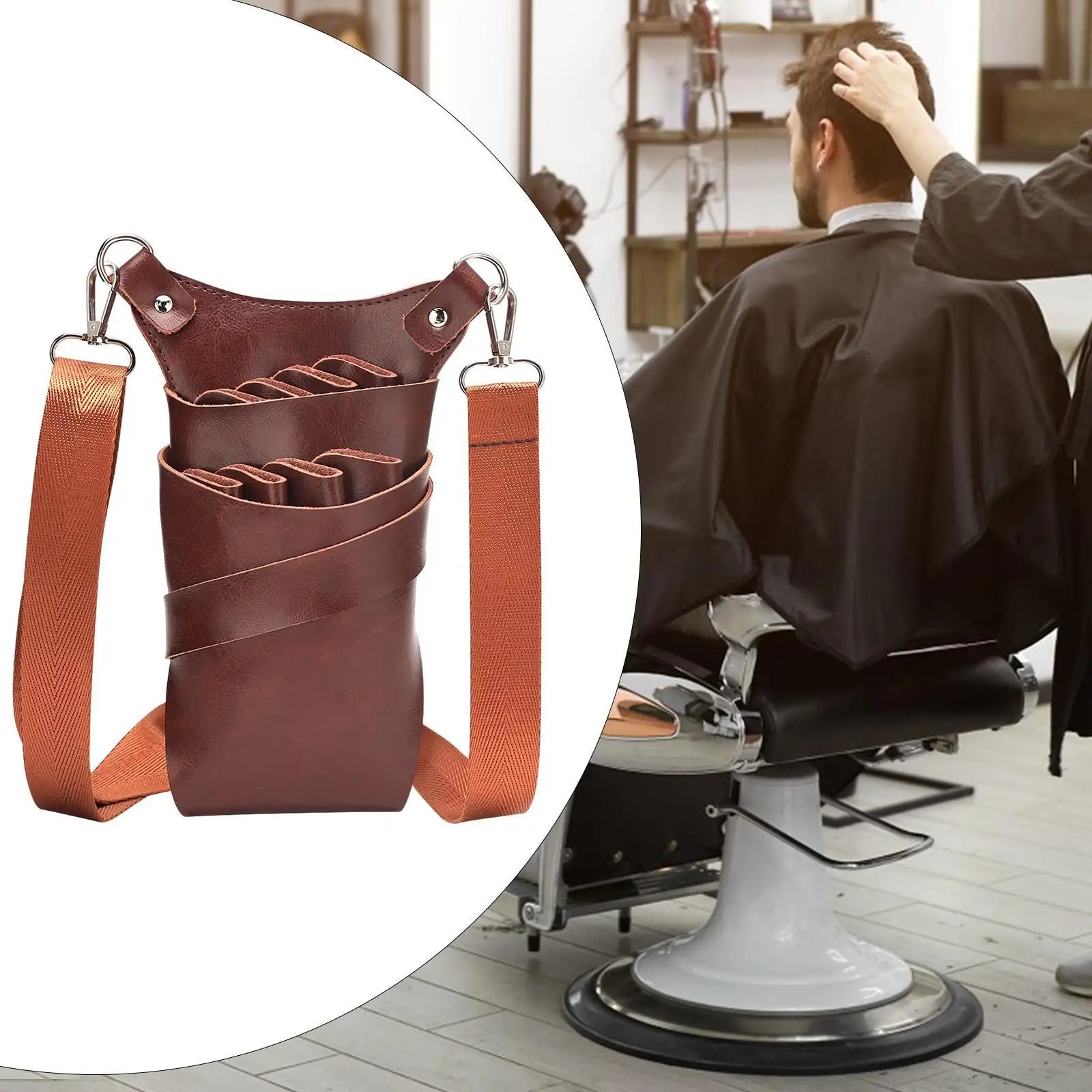 Hair Scissors Pouch Salon Barber Belt PU Leather Professional Hair Cut Tool Waist Bag Waist Shoulder Belt for Salon Men Women