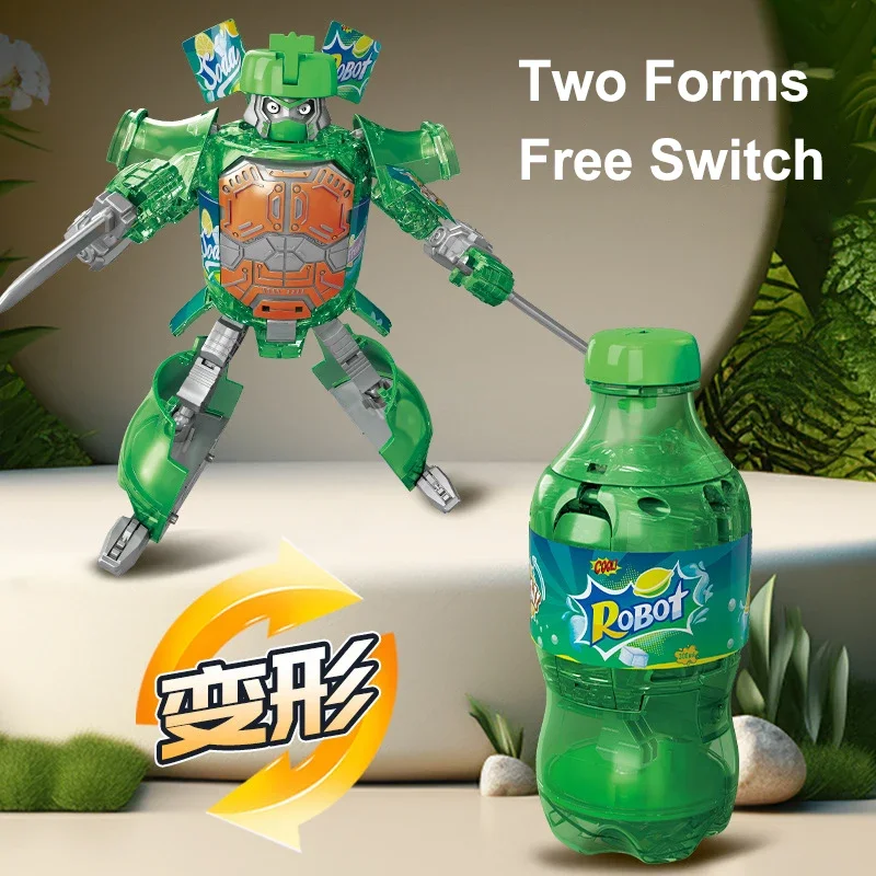 New Soda Transformable Robot Toy Dual-form Action Figure Creative Warrior Cola Orange Juice Boy Assembly Model Children's Toy