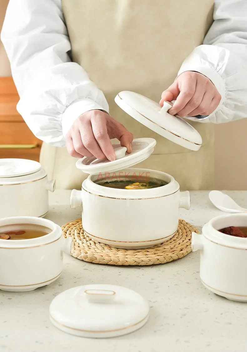 Water separated stewing cup, soup cup, household bird's nest ceramic steamed egg stewing pot with lid and double lid