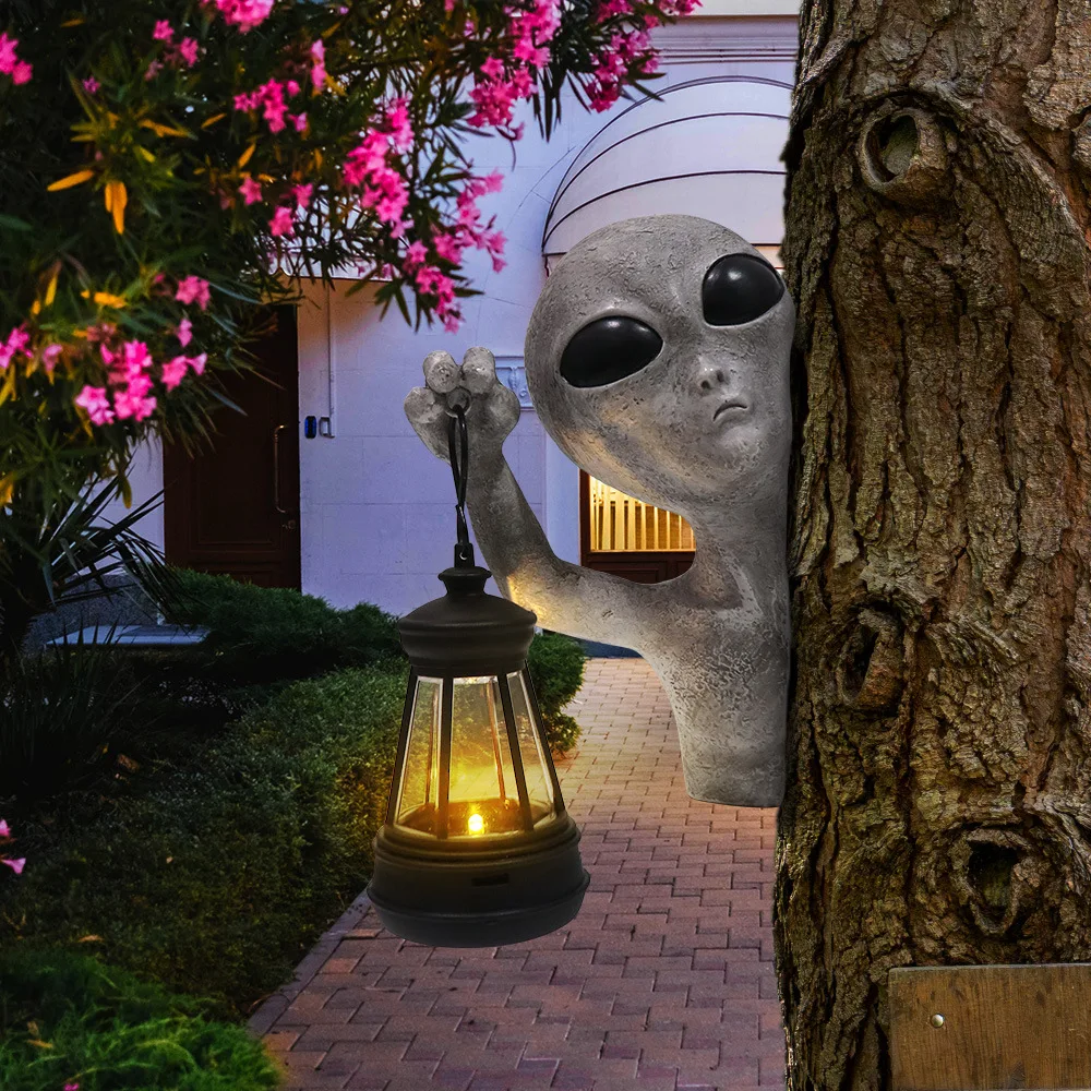 Ghost Ornament Garden Decoration Resin Garden Creative Outdoor Halloween Alien Lantern Ornament