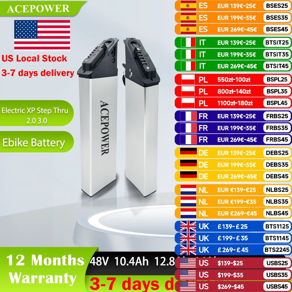 

Аккумулятор для электрического велосипеда XP Step-thru 1,0 2,0, 48 В, 10,4 Ач, 12,8 Ач, 14 Ач, складной аккумулятор для электровелосипеда XP Step-thru 1,0 2,0
