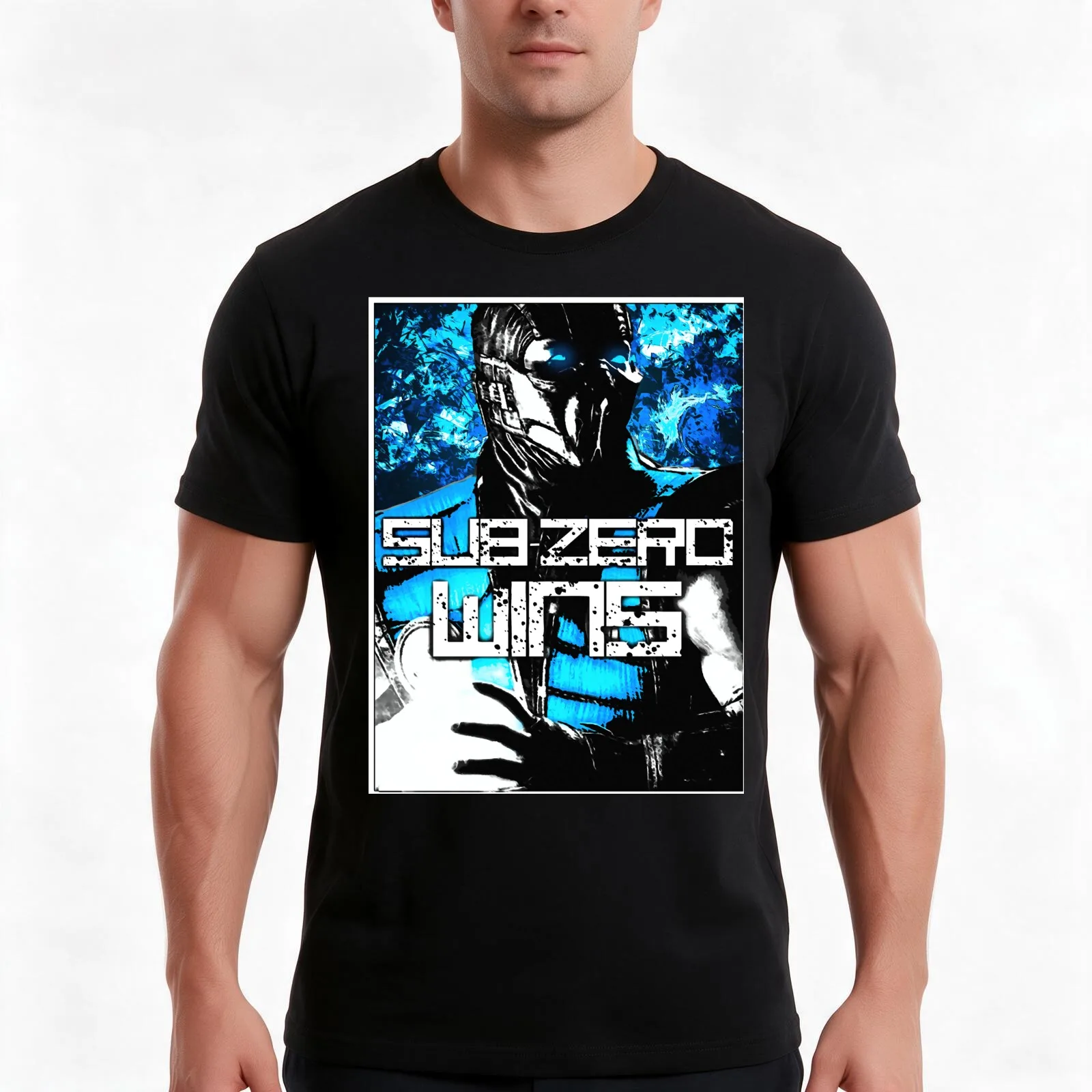 Sub Zero Wins T-Shirt, Summer Casual Cotton Tee, Oversized Streetwear Tops, Vintage Graphic Print, Loose Fit Short Sleeve