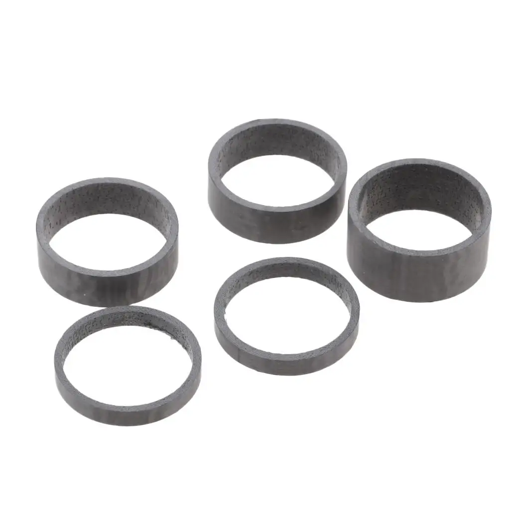 5 Pieces Bike Carbon Fiber Headset Spacers 1 1/8 Inch (2 Pieces 5mm, 2 Pieces 10mm,