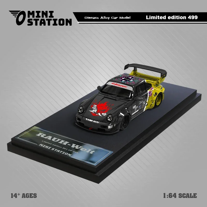 B-M  MiniStation 1:64  964 SAMURAI black yellow alloy car model