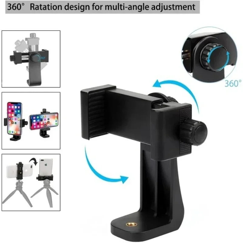 Universal Cell Phone Tripod Holder 360 Degree Rotating Clip with 1/4