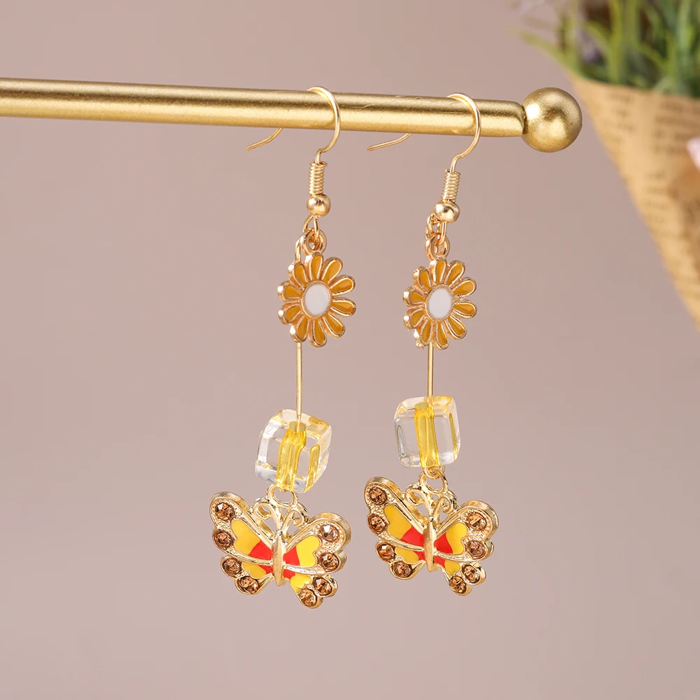 Aihua Neue Mode Nette Blume Schmetterling Ohrringe Süße Schmetterling Baumeln Ohrringe Für Frauen Frohes Neues Jahr Schmuck Geschenke – Detail 6