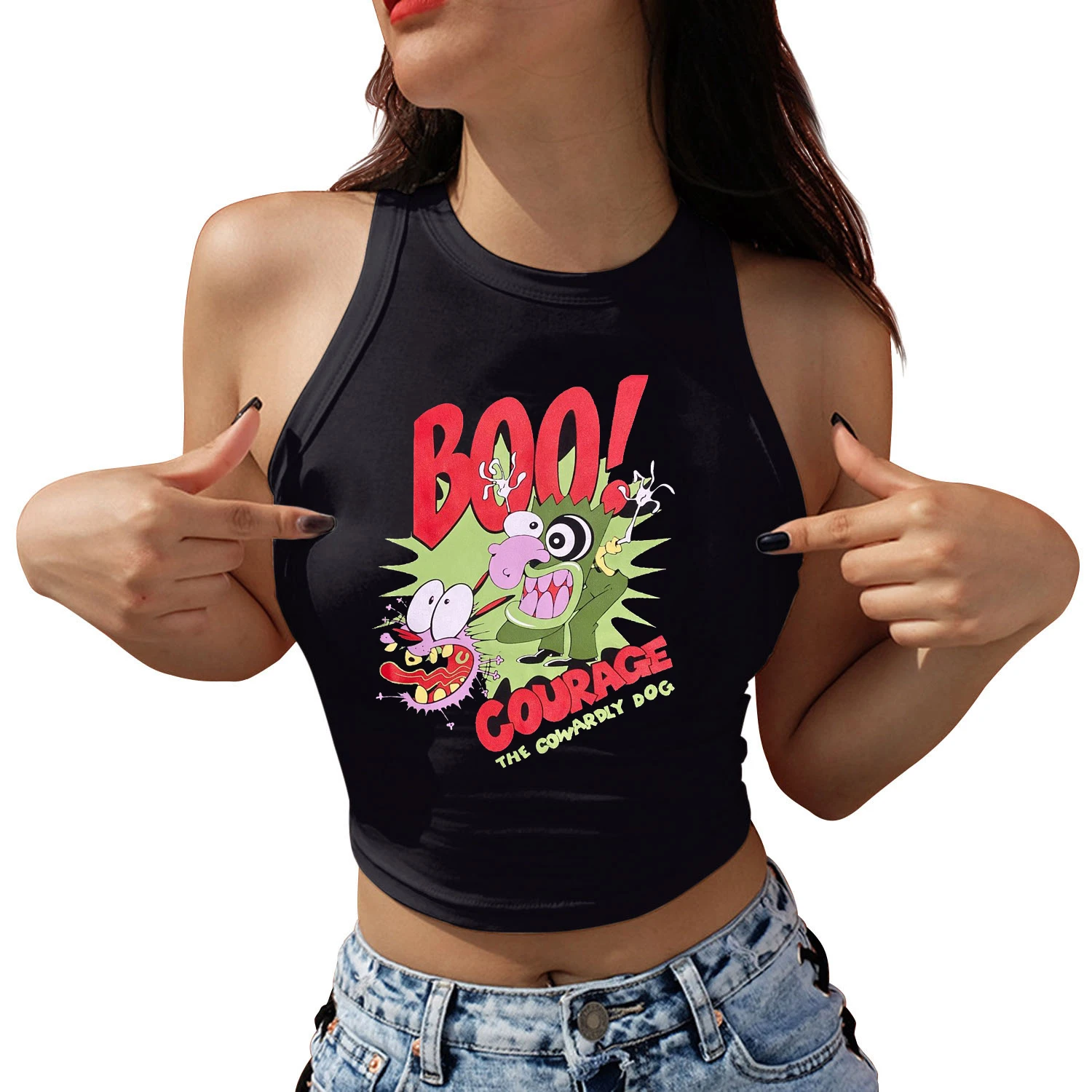 Cartoon Courage The Cowardly Dog Women Crop Top Streetwear Sleeveless Summer Camisole Harajuku Female Casual Y2K Tank Tops