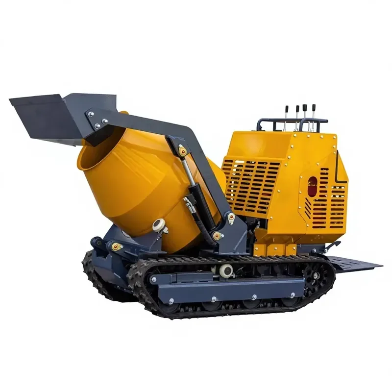 for Tracked transport concrete mixer from the manufacturer high load torque 82 mixing power 0.3 charging capacity