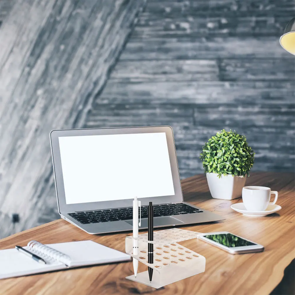 2 قطعة حامل قلم أكريليك شفاف واضح 24 فتحة عرض موقف عمودي أفقي فرشاة للمكياج منظم مكتب مكتب