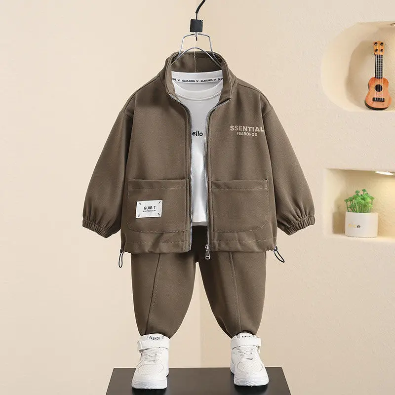 Jungen Mantel + Hosen Kinder Anzüge 2 Teile/satz Baumwolle 2026 Neue Frühling Herbst Baumwolle Kleinkind Trainingsanzug Weihnachten Geschenk Kinder Kleidung 4-12