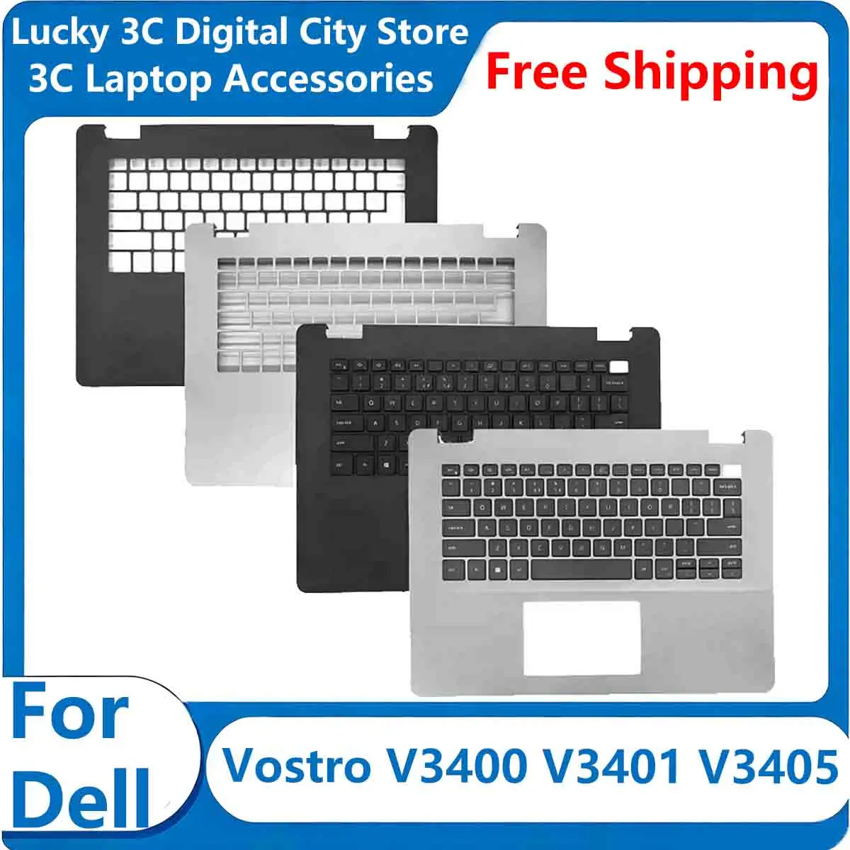New For DELL Vostro V3400 V3401 V3405 Replacement Laptop Palmrest Top Case US Keyboard with Type-C Backlit Accessory 0TV7CN