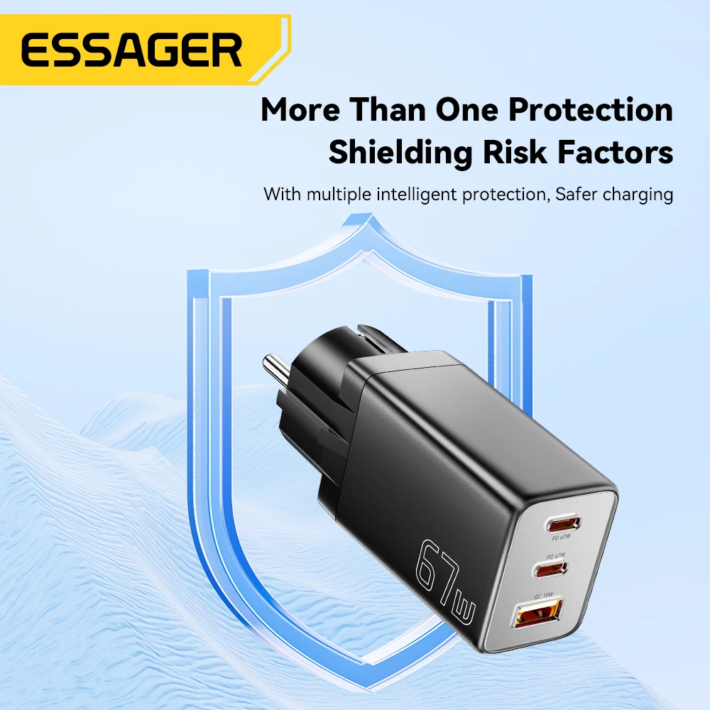 Ładowarka Essager GaN USB typu C 67W 45W 33W KR EU Wtyczka Szybkie ładowanie do Samsung iPhone 16 15 14 Pro Huawei Telefon Ładowarki do laptopa — zdjęcie produktu 5