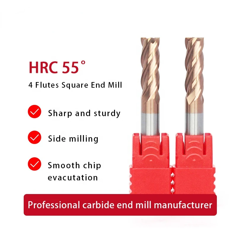 HRC55 solid carbide flat end mills fresas 4 flutes 20x100mm milling cutters high performance for metal cutting steel