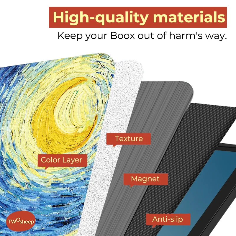 Twosheep Case for Boox Go7 Go Color7 GenII GenI Page Leaf3 Leaf3c 7-inch Magnetic Cover Auto Wake Sleep style of oil paintings