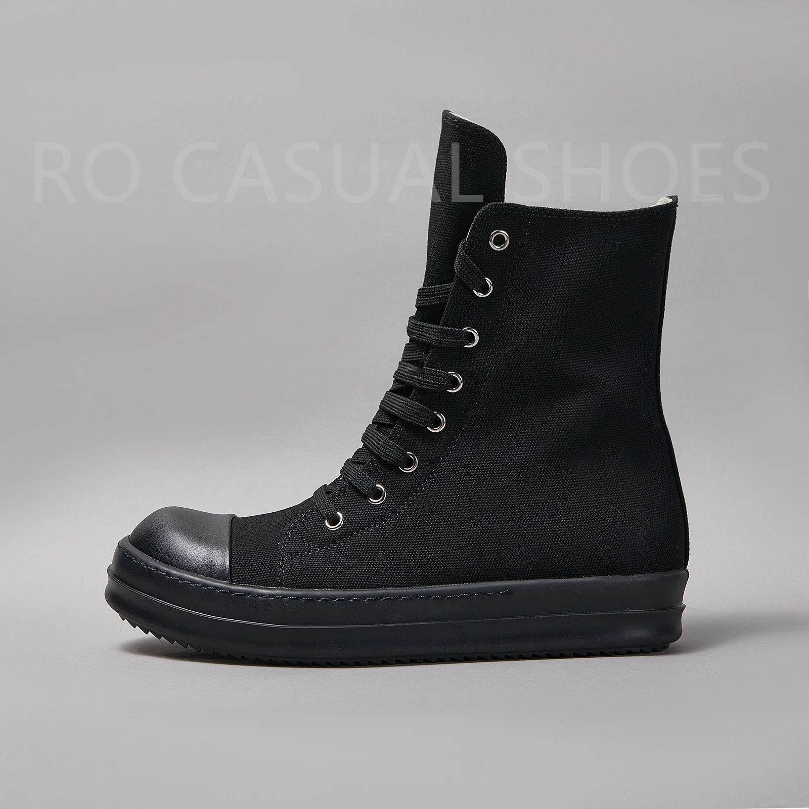 

Ricks Outdoor Luxury Full Black Canvas High Top Quality Owens Men Shoe Lace Up Women Sneaker Casual Owens Design boots & Shoes