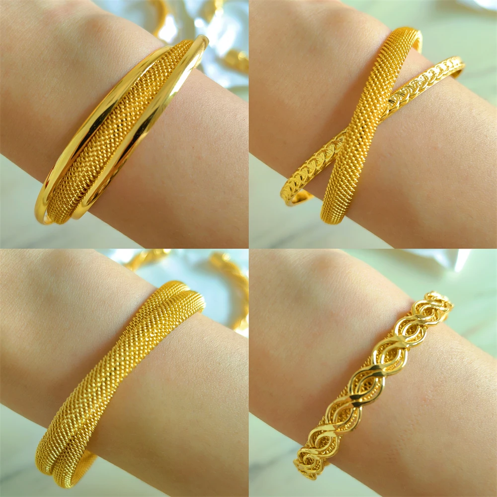 

ESALE Gold Color Bracelet for Women Designer Adjustable Cuff Bangle Excellent Quality Jewelry Gift Free Shipping