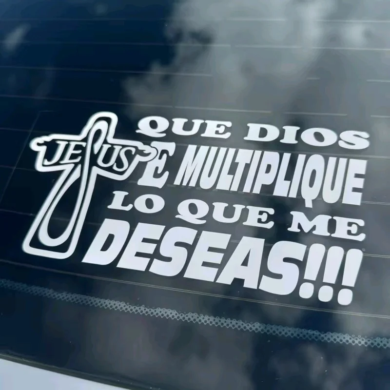 

May God Give Me All You Wish for! Cross Design Spanish Inspirational Waterproof PVC Sticker for Car Motorcycle All Vehicles