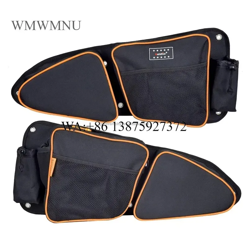 Wmwmnu Front Door Storage Bags with Knee Pad for 2014-2022 Polaris RZR XP Turbo S 1000 S900 Offroad UTV Side Bag Orange