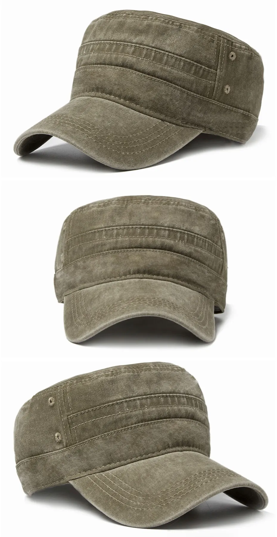 CNTANG 2024 Vintage männer Militär Kappe Frühling Sommer Mode Armee Flache Hüte Für Männer Casual Gewaschen Baumwolle Sonnencreme Baseball Caps – Detail 5