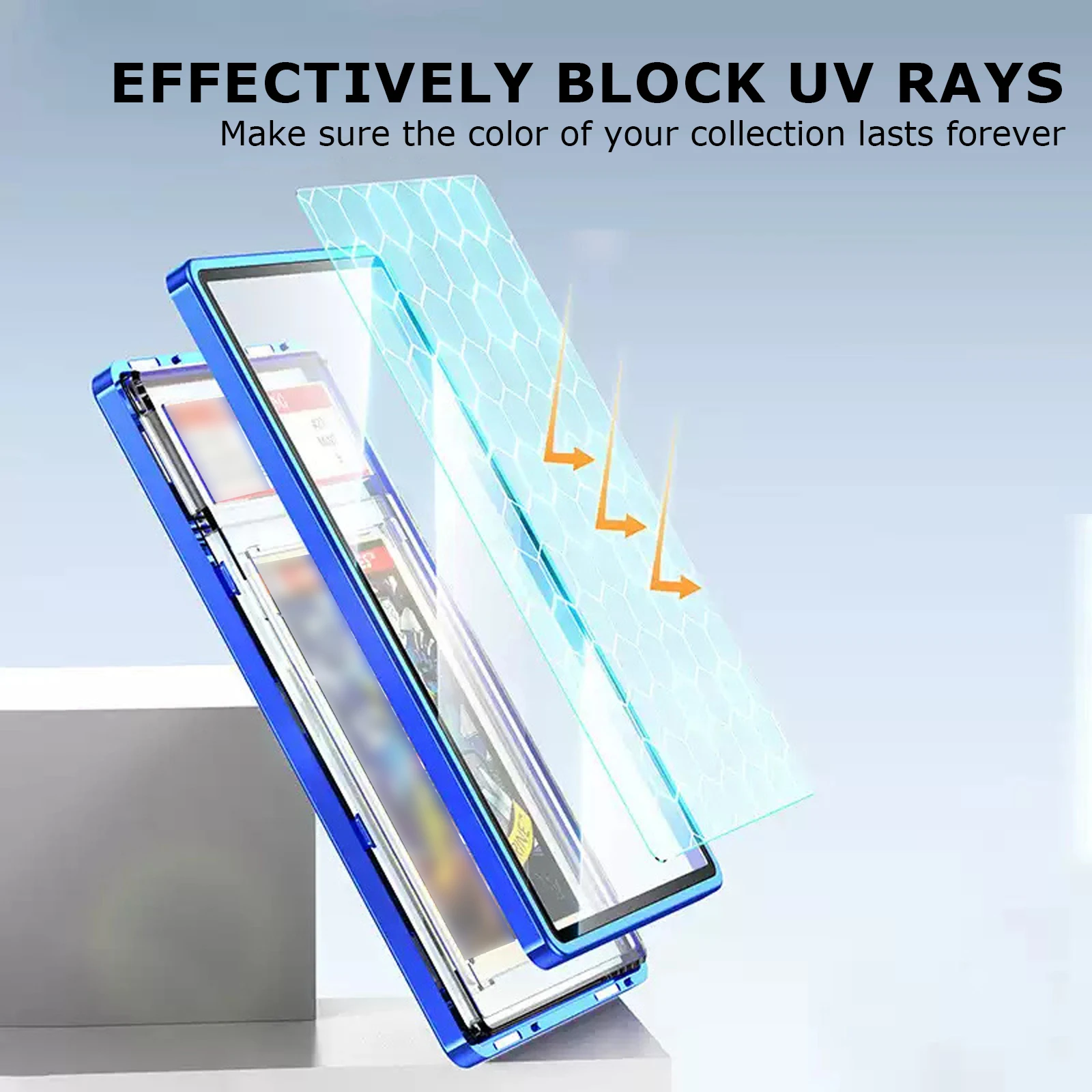 Aluminum Alloy Graded Cards Protector Case For PSA 130PT Slab, UV & Scratch Resistant Trading Card Magnetic Display Holder Box