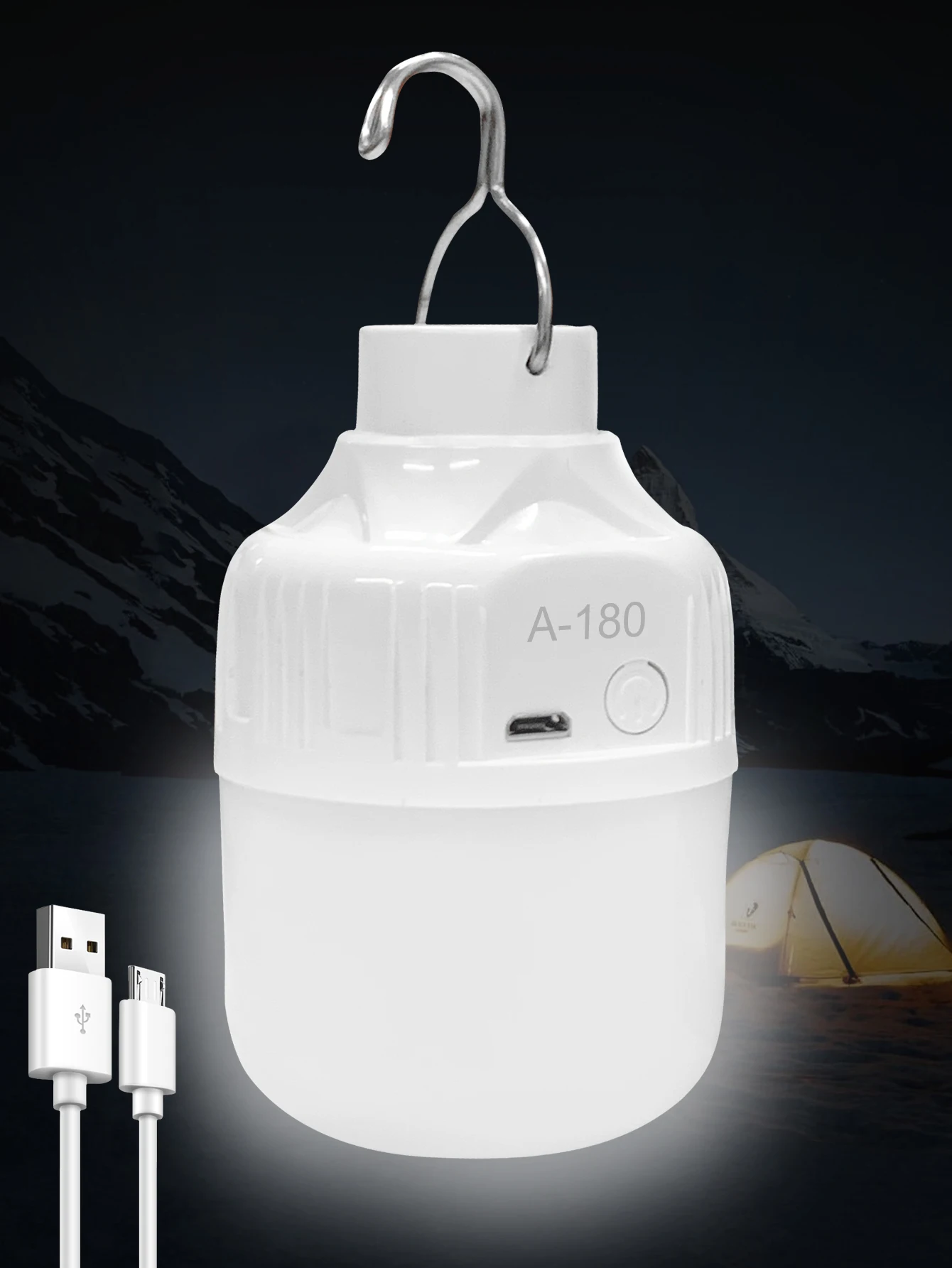 Led Bulb Camping Light Bulb Emergency Night Lighting Flashlight  Outdoor Picnic Hanging Pendant Tent Lamp  USB Rechargeable