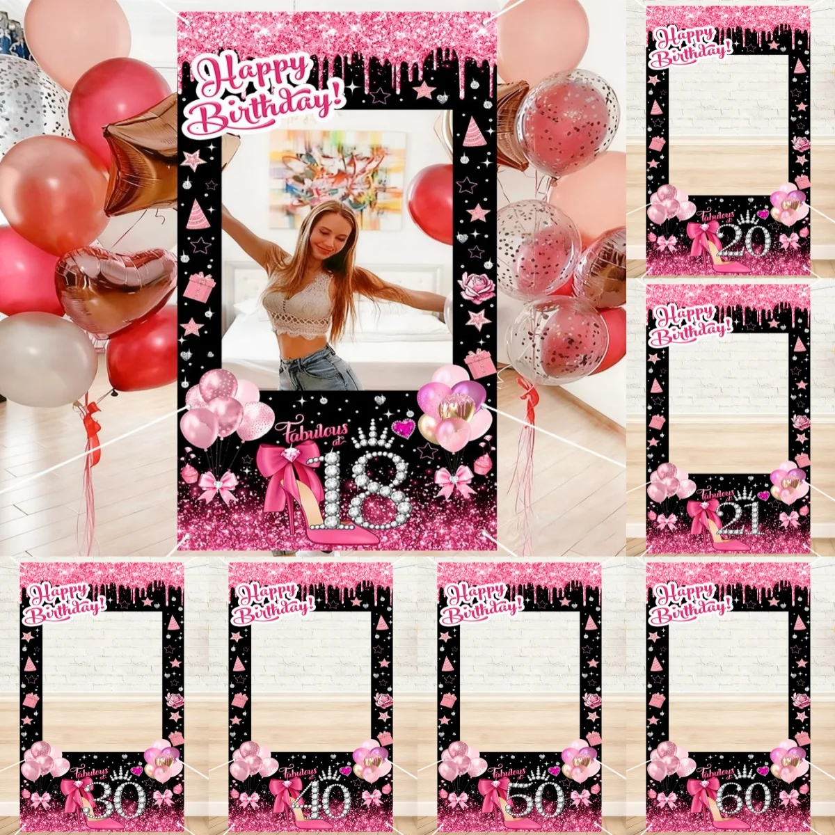 Photo Booth Frame - Photo Booth Frame Achtergrond Roze Glitter