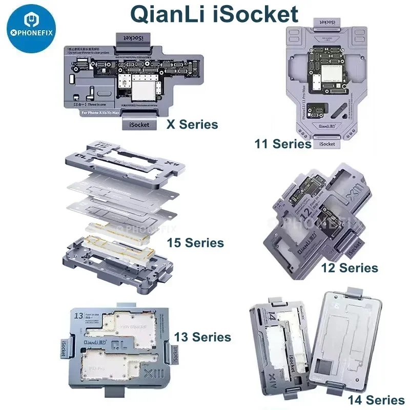 Imagem -04 - Qianli-tester em Camadas Isocket para Iphone x 11 12 13 14 15 Pro Max Reparação Motherboard Double-deck Motherboard Plataforma Reballing