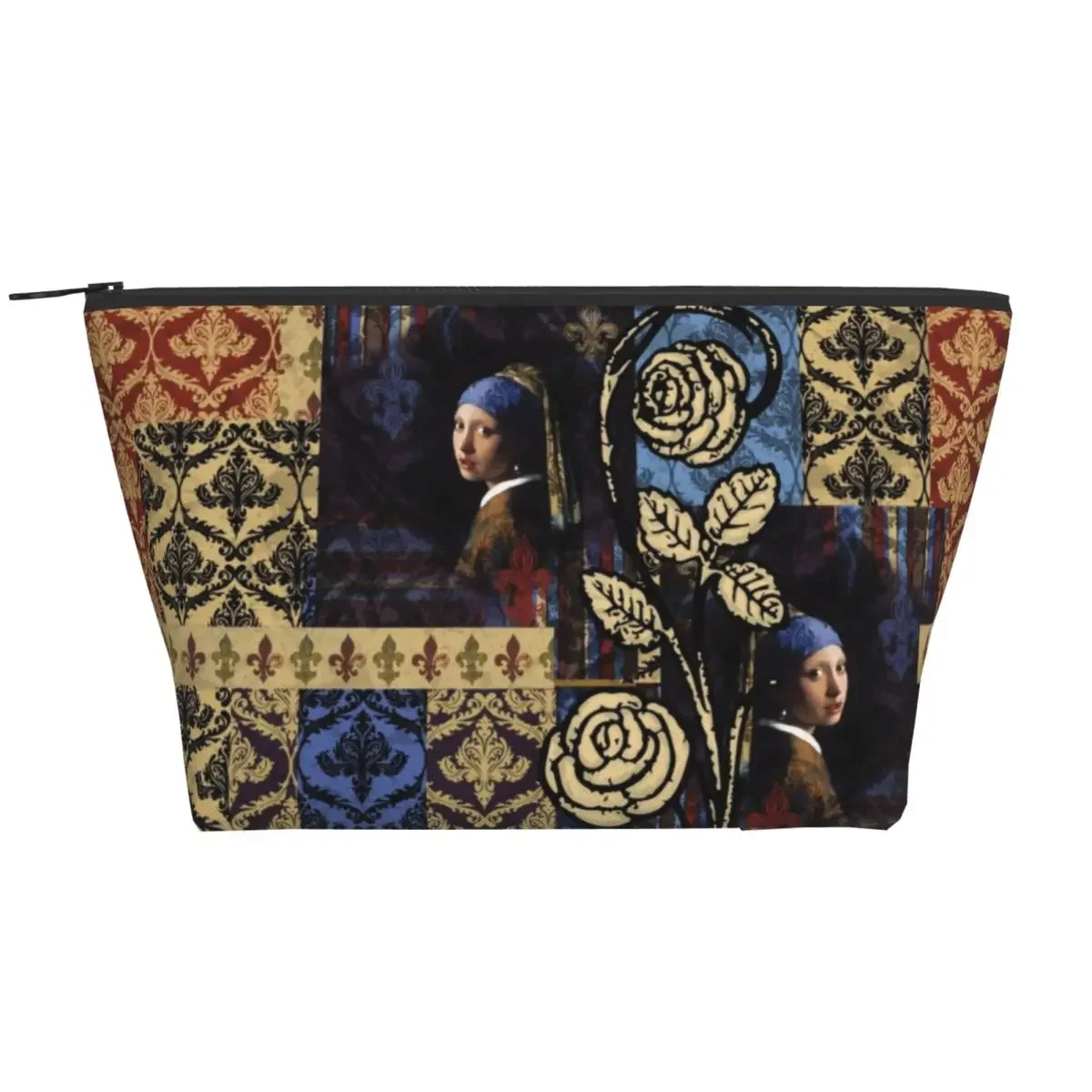 Roughly Royal Johannes Vermeer Fleur De Lis Travel Toiletry Bag Girl with a Pearl Earring Cosmetic Makeup Bag Storage Dopp Kit