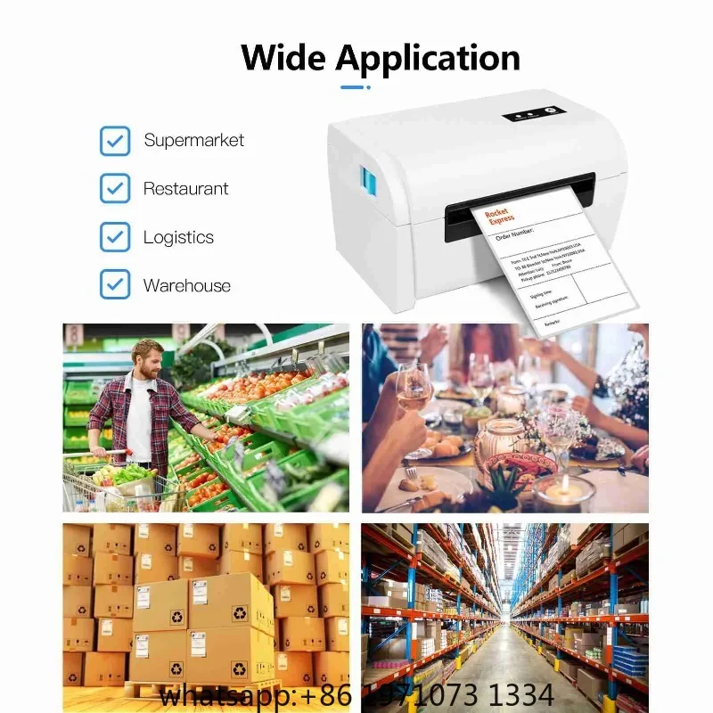 Thermal Label Printer High Speed Shipping Label Printer USB BT Connection Support 40-110mm Paper Width Compatible with Windows