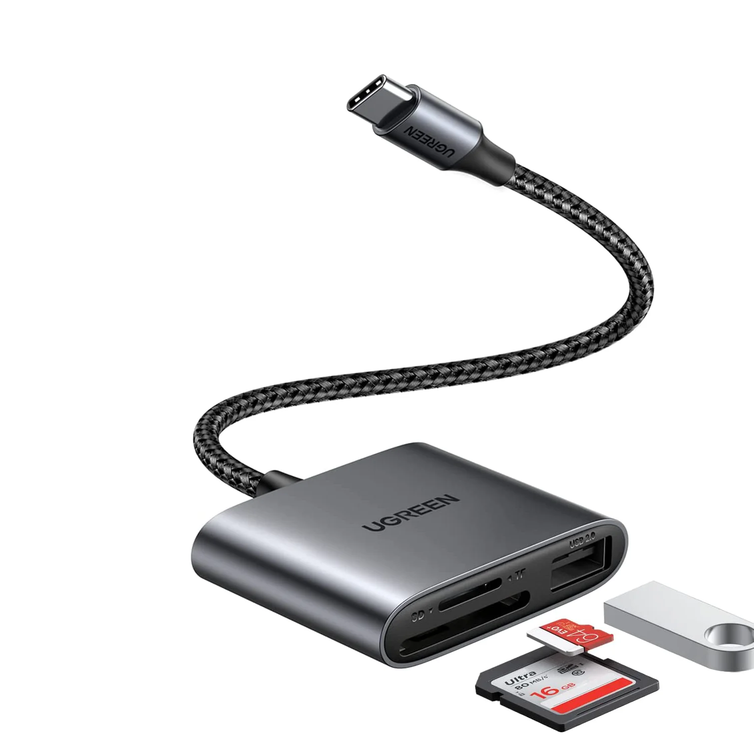 UGREEN Lettore di schede SD USB C Adattatore per lettore di schede USB C 3 in 1 Lettore di schede di memoria Micro SD di tipo C