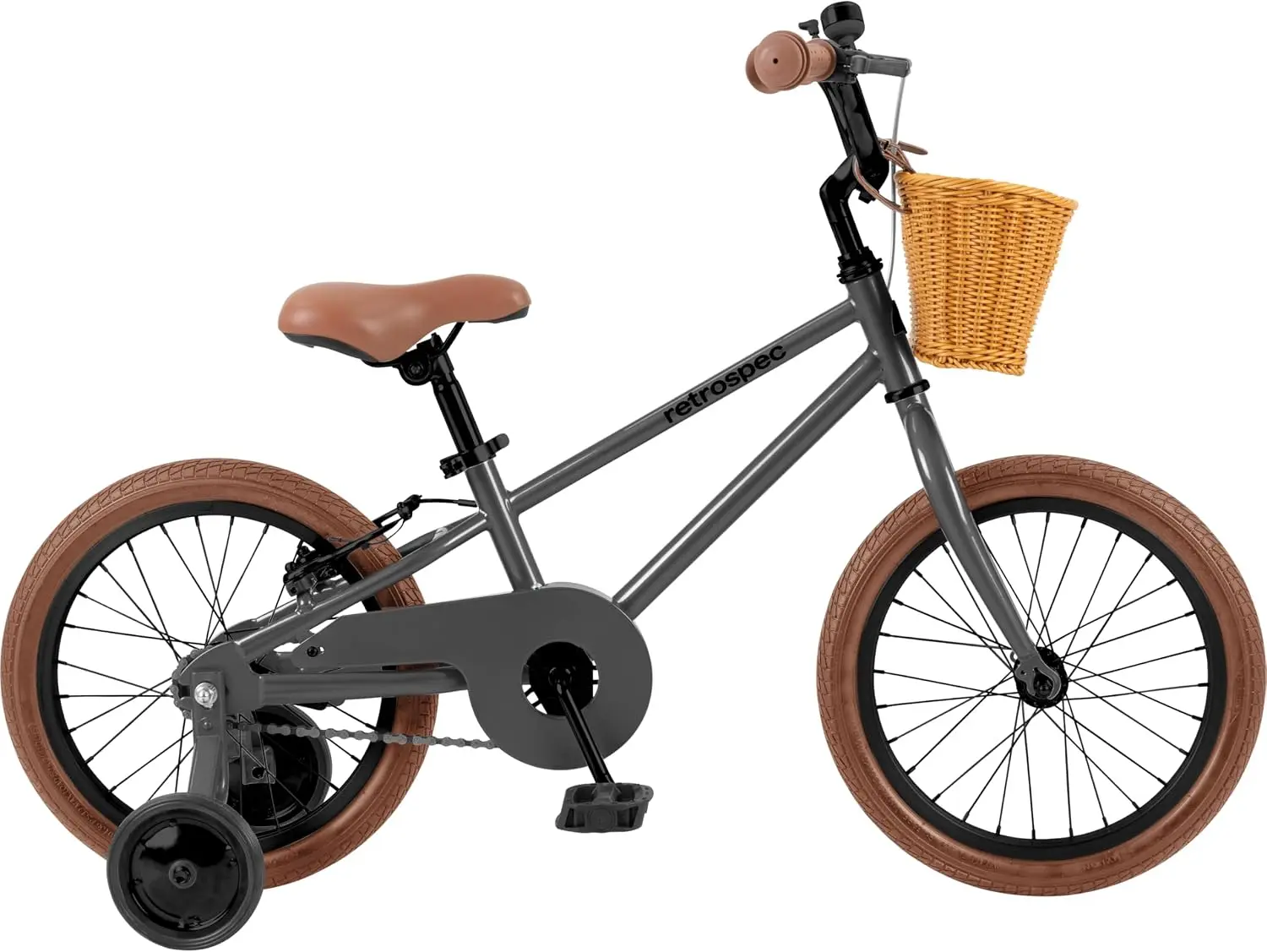 Beaumont Mini 16in Kids Bike with Training Wheels & Basket - Beginner Bicycle for 4-6 Year Olds, Low-Profile Frame