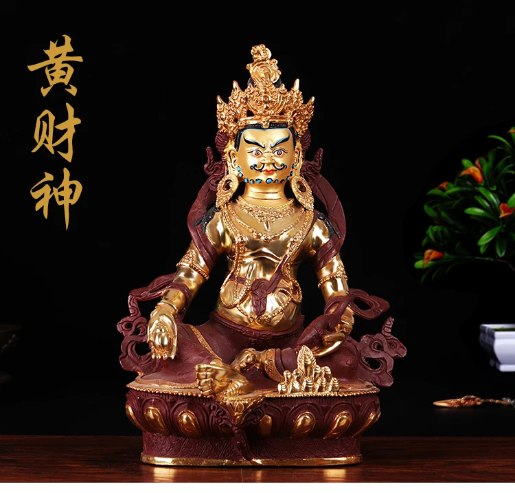 GOOD Buddhist Buddha figure HOME efficacious Talisman Protection-31CM large Gilt Tibetan Yellow Jambhala fortune god Buddha