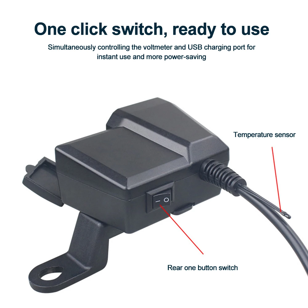 Pd qc 3,0 Motorrad USB Schnell ladegerät wasserdichte Typ C Anschluss buchse mit digitalem Voltmeter Thermometer Telefon Netzteil