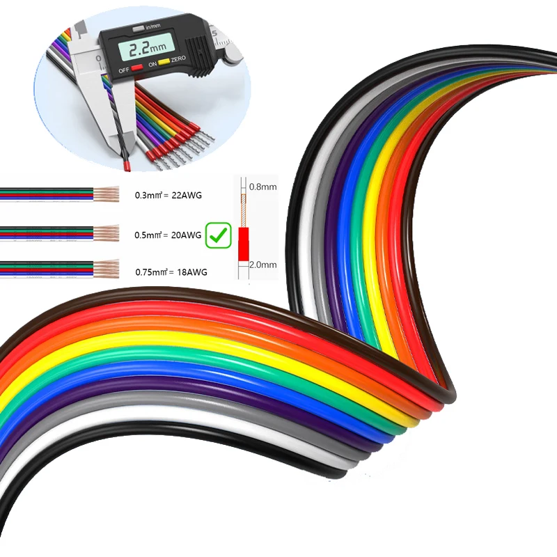 10Pin 20AWG 0.5mm² Jumper Wire Fork Ferrules terminals Connecting Cable