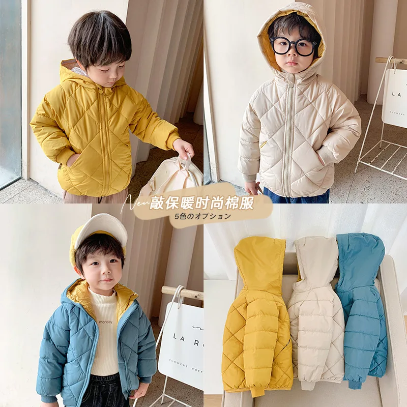 Children’s Cotton Clothes Girls’ Autumn and Winter Baby Boys’ Fleece-lined Padded Cotton-Padded Jacket Outerwear Fashionable New