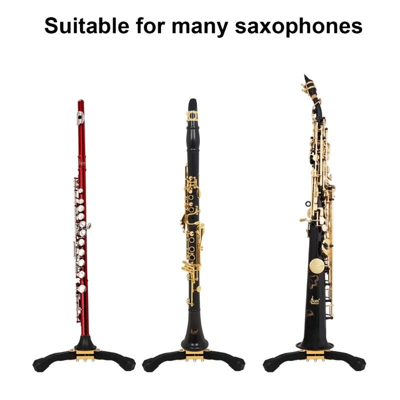 Portable Saxophone Stand Foldable Support 3-Leg Holder Stand for Flute Clarinet Oboe Soprano Saxophone Wind Instrument