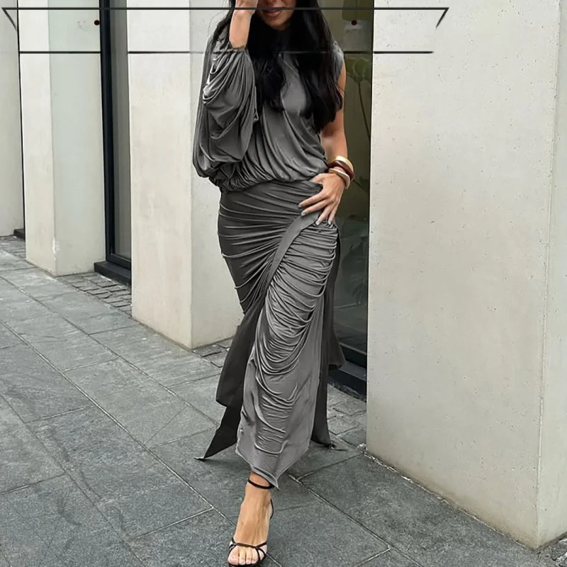 

Элегантный облегающий топ с кружевом и высоким воротником, на одно плечо, в стиле французского кэжуал, из полиэстера