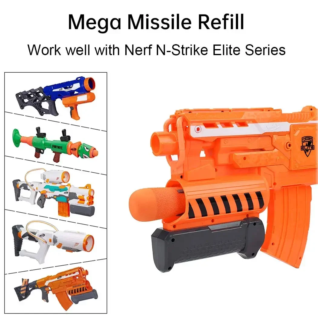 AFoam Mega-Missile Refill Pack ملحقات لعبة متوافقة مع Nerf Rocket N-Strike Elite Series Missile Blaster قاذفة الصواريخ