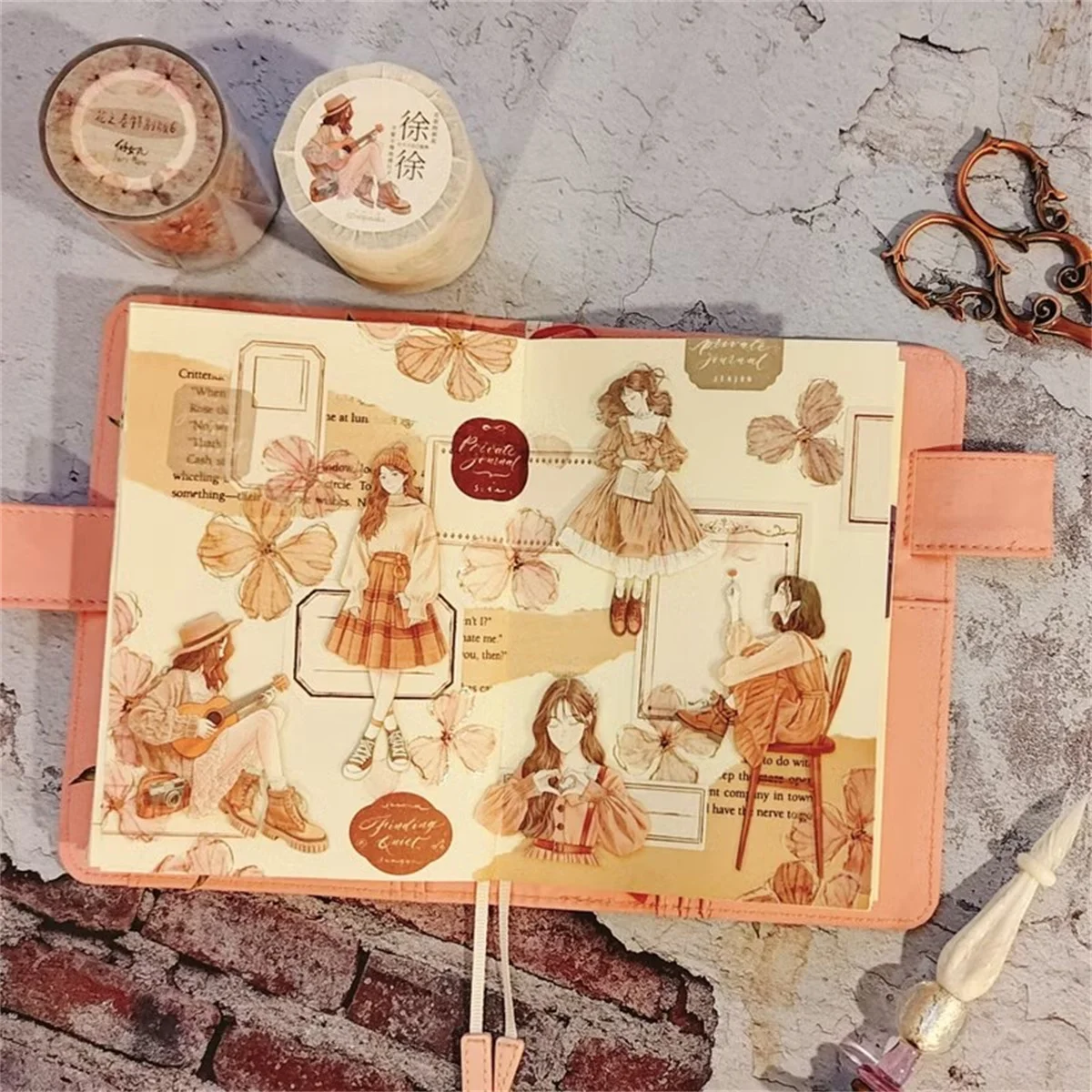 Vintage powoli życie dziewczyna taśma Washi PET DIY tworzenie kartek Scrapbooking Plan dekoracyjna naklejka