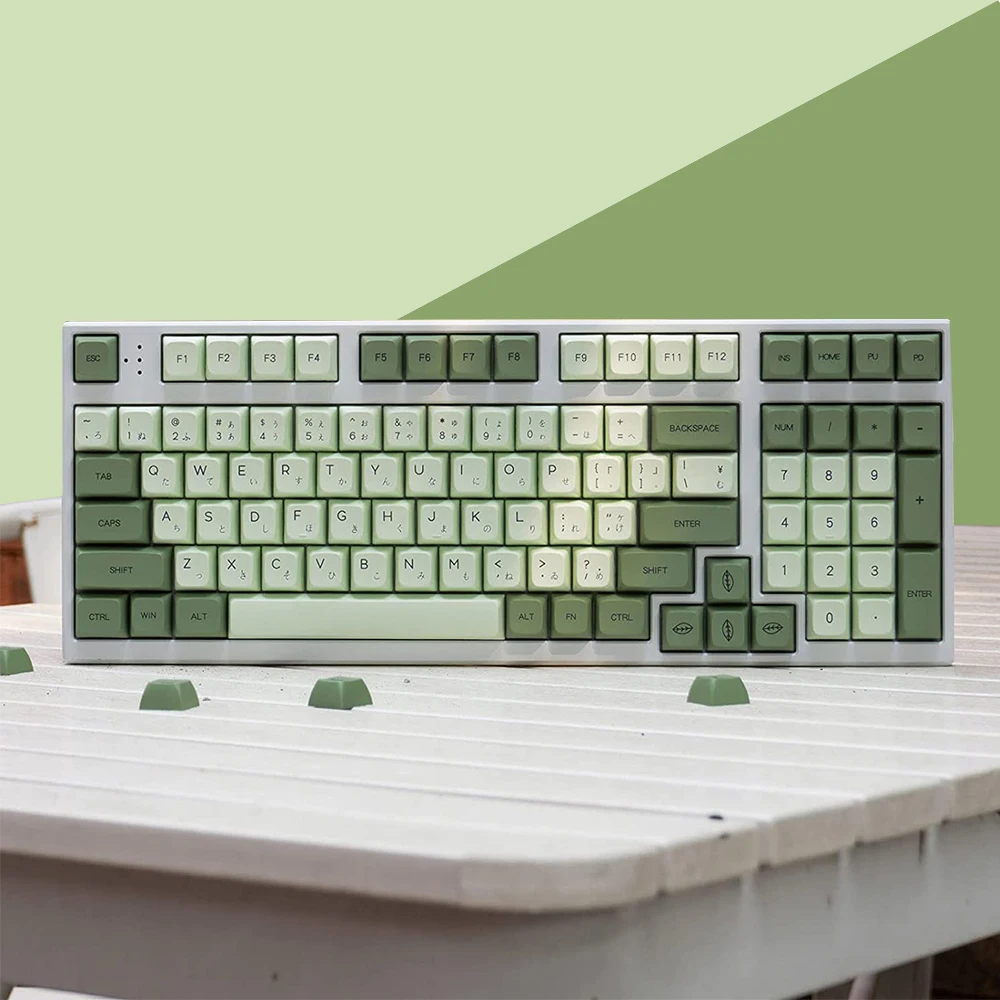 XDA Profile PBT Keycaps 123 Keys Thermal Sublimation Matcha Green Custom Keycaps For Cherry MX Mechanical Keyboard