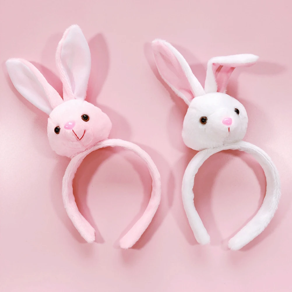 

2pcs Bunny Ear Headband Rabbit Hair Hoops Party Supplies Headdress Girl Child Bands Lightweight Easter Masquerade Carnival