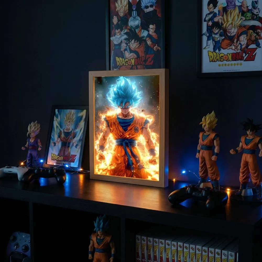 Lampe LED créative Dragon Ball Anime pour chambre et bureau, cadre photo lumineux, veilleuse d'ambiance, cadeau