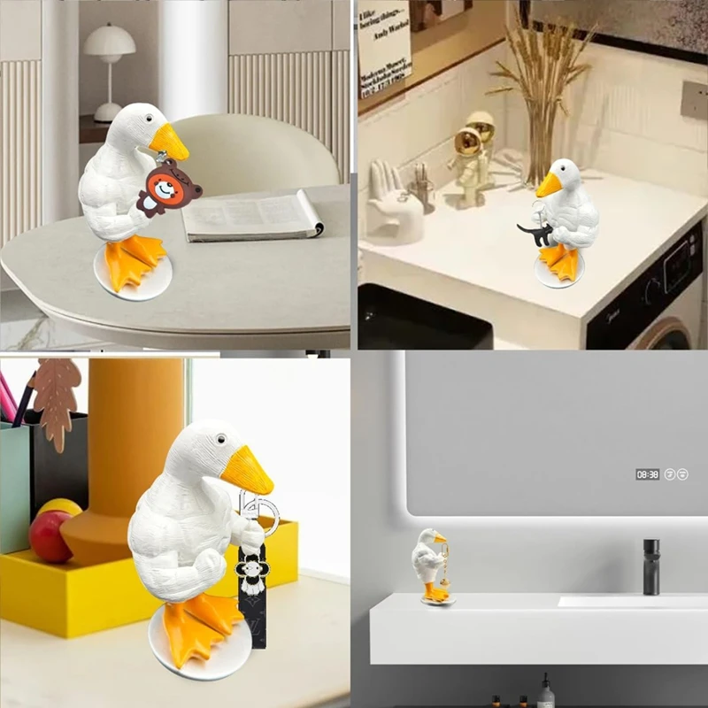 Standing Muscle Goose Statue For Home Decoration Hanging Rack Table Desk Ornament Funny Bedroom Decor Housewarming Gift