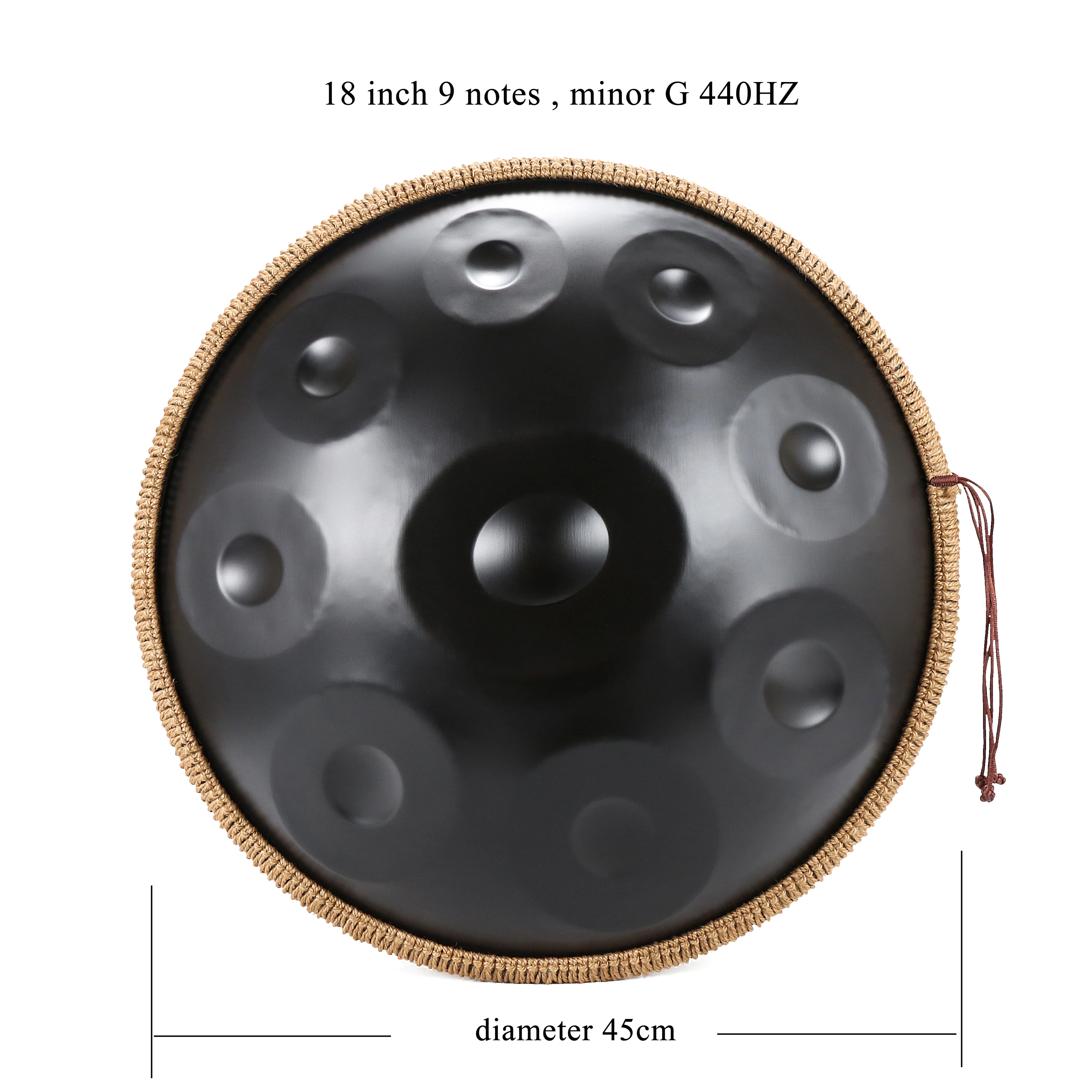 Handpan 18 cali G Minor 440HZ 9 nut Pantam bęben stalowy ręczny Pan bęben dla początkujących joga medytacja instrumenty muzyczne