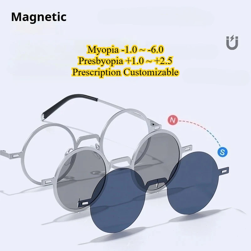 

Adaptive ND Polarized Clip-Ons for Prescription Glasses - Magnetic, Adjustable Tint Sunglasses for Driving & Outdoor for Myopia