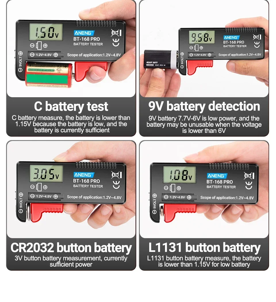 ANENG Batterietester Digital Universal BT-168 PRO Lithium-Kapazitätsprüfer Belastungsanalysator Display-Check für AAA AA Knopfzellen-Werkzeug – Detail 9